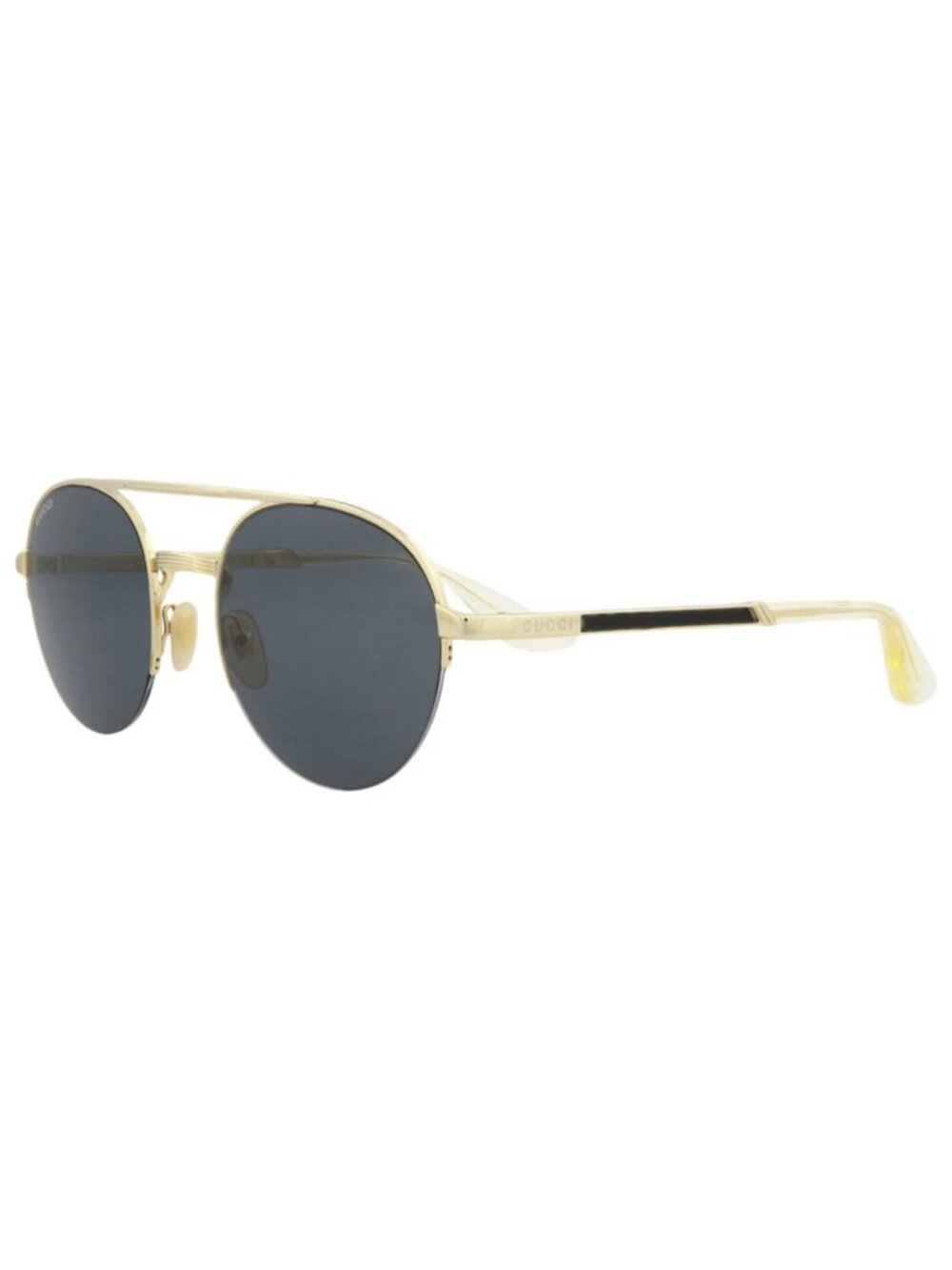 New Gucci Women's Sunglasses Round Oval Metal Frame Mens Gold Gold Grey